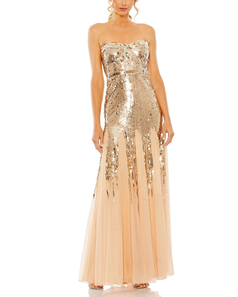 Mac Duggal Women's Sleeveless Sequin Mesh Gown