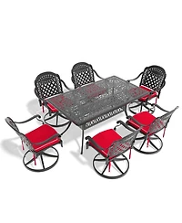Streamdale 7-pc Cast Aluminum Dining Set, 6 Swivel Chairs, Rectangular Table