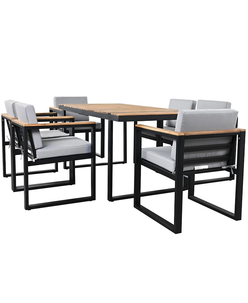 Streamdale 7-Piece Outdoor Dining Set, Table, Chairs, Cushions, Grey