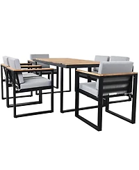Streamdale 7-Piece Outdoor Dining Set, Table, Chairs, Cushions, Grey