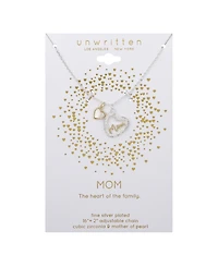 Unwritten Cubic Zirconia and Mother of Pearl Mom Open Heart Necklace