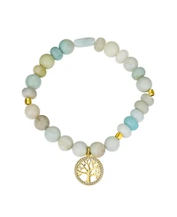 Unwritten Cubic Zirconia and Amazonite Stone Family Tree Stretch Bracelet