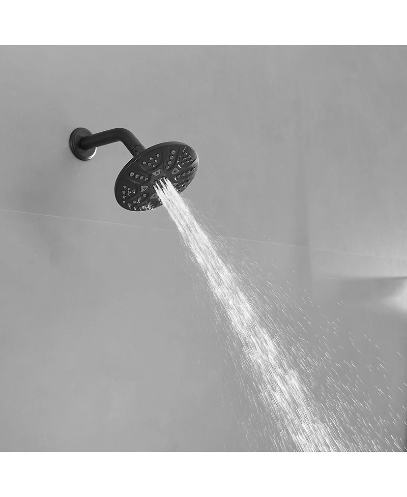 Single Handle 6-Spray Shower Faucet Set Trim Kit 1.8 Gpm with Valve and Filtered Shower Head in. Matte Black