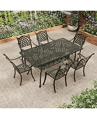 Mondawe 7-Piece Outdoor Patio Furniture Set Dinning Chair with Foldable Table