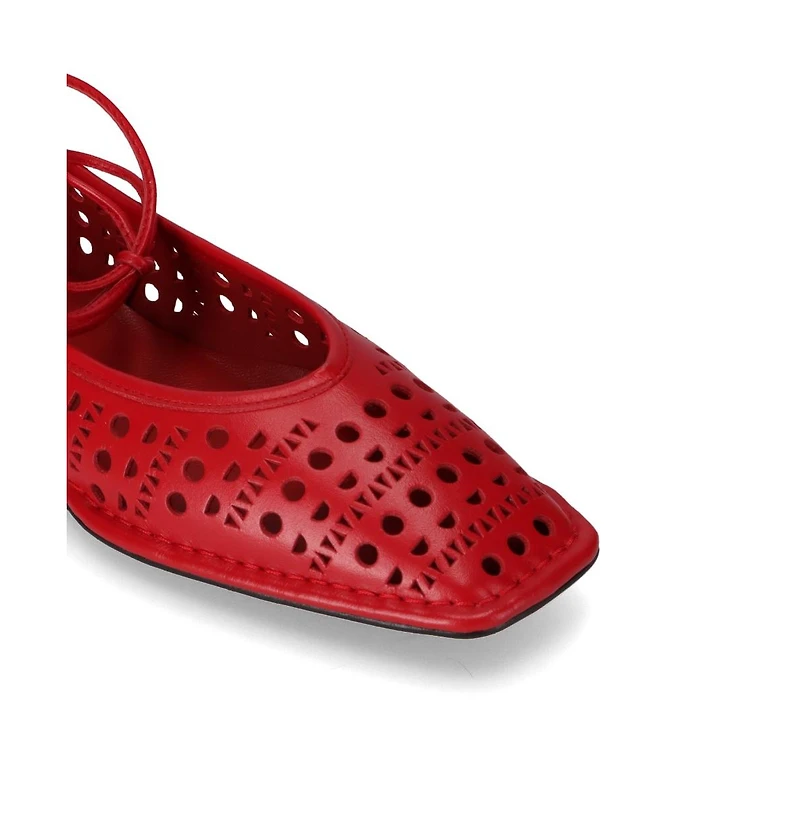 Sway Slit Red Leather Ballet Flats