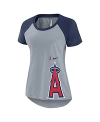 Nike Women's Heather Gray Los Angeles Angels Summer Breeze Raglan Fashion T-Shirt