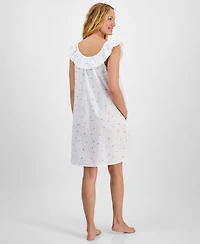 Charter Club Women's Cotton Clip-Dot Ruffled Chemise, Exclusively at Macy's