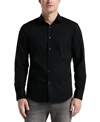 Perry Ellis Men's Slim Fit Long Sleeve Button-Front Dobby Cotton Shirt