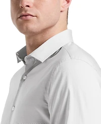 Perry Ellis Men's Slim Fit Long Sleeve Button-Front Dobby Cotton Shirt