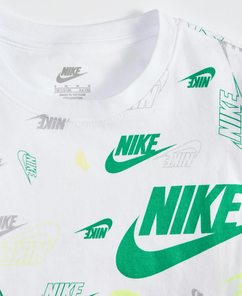 Nike Little Kids Printed T-Shirt & Lightweight French Terry Shorts, 2 Piece Set