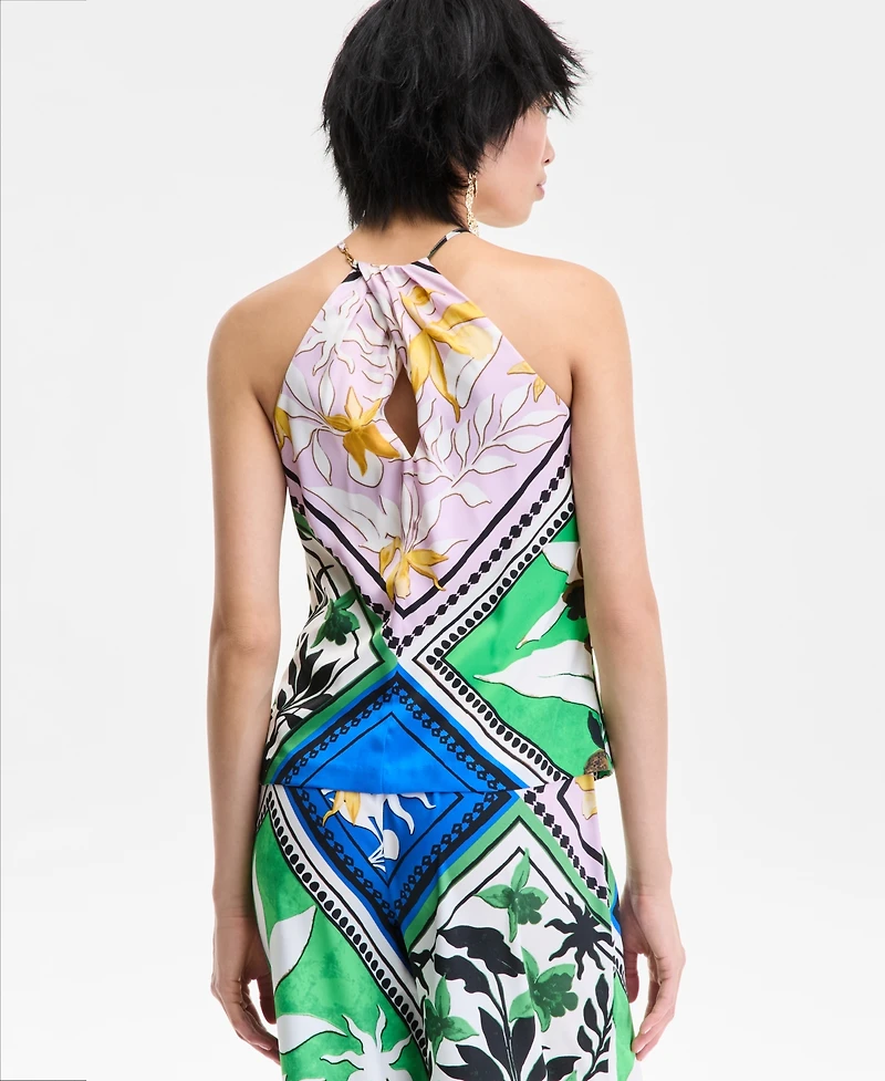 I.n.c. International Concepts Women's Scarf-Print Halter Top, Exclusively at Macy's