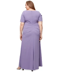 Alex Evenings Plus Scuba Crepe Square-Neck Gown
