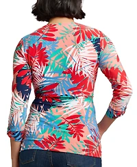 Jones New York Women's Printed Faux-Wrap Tie-Waist Top