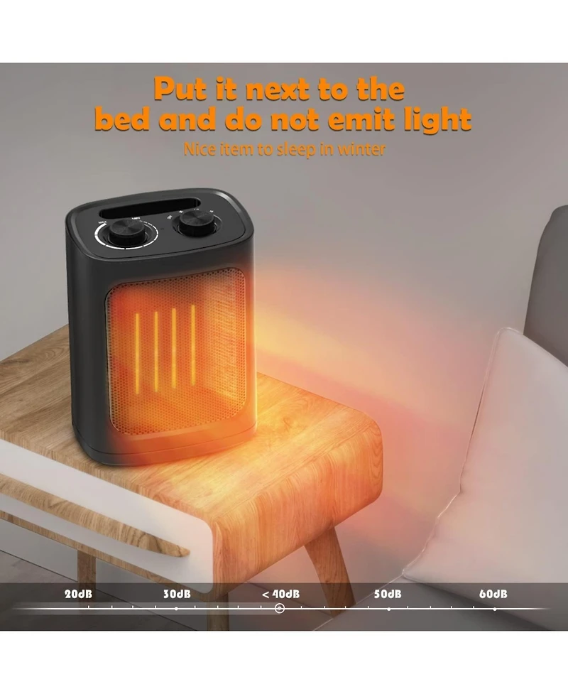 Cowsar Compact Indoor Space Heater, 1500W Electric Ceramic Heater with Adjustable Thermostat, Portable Heater Fan for Office & Bedroom, Etl Certified