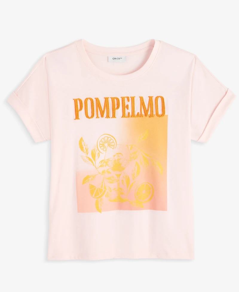 On 34th Women's Cuffed Dolman-Sleeve Pompelmo T-Shirt, Exclusively at Macy's
