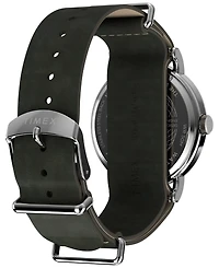 Timex Men's Analog Green Leather Strap Watch, 40mm