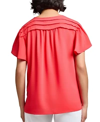 Jones New York Women's Jasper Tie-Neck Pleated-Shoulder Top