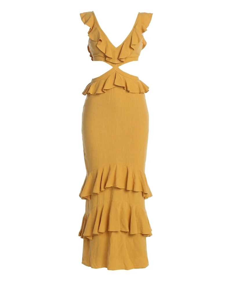 Jluxlabel Women's Sunshine Ruffle Linen Dress