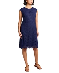 Jones New York Women's Medallion Lace Swing Knee Length Dress