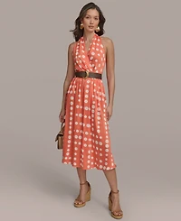 Donna Karan New York Women's Polka-Dot Belted A-Line Dress