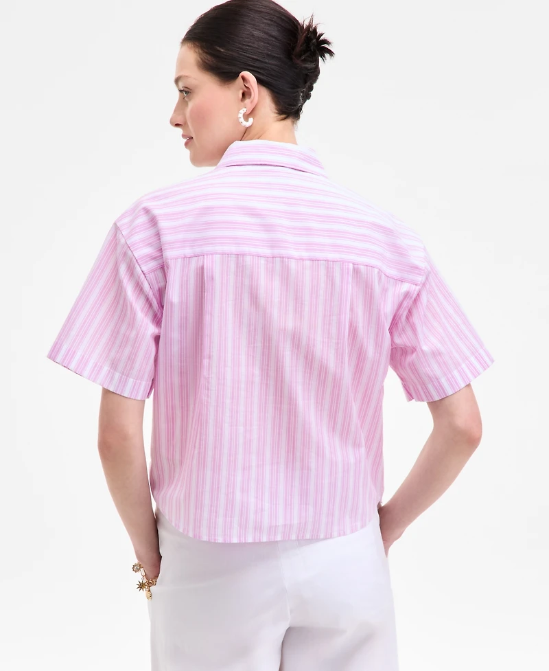 On 34th Women's Cotton Adventure Stripe Short-Sleeve Shirt, Exclusively at Macy's
