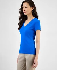 I.N.C. International Concepts Womens Drapy Ribbed V Neck Top Xs 3x Exclusively At Macys