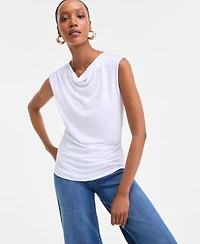 I.n.c. International Concepts Women's Cotton Extended-Shoulder Cowlneck Top, Exclusively at Macy's