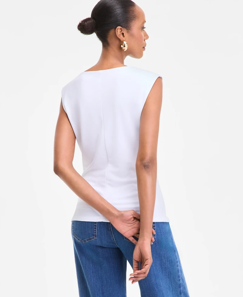 I.n.c. International Concepts Women's Cotton Extended-Shoulder Cowlneck Top, Exclusively at Macy's