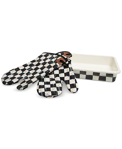 Mackenzie-Childs Courtly Check Baking Pan & Oven Mitt Baking Set