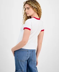 Rebellious One Juniors' Contrast-Trim Motorcycle Top