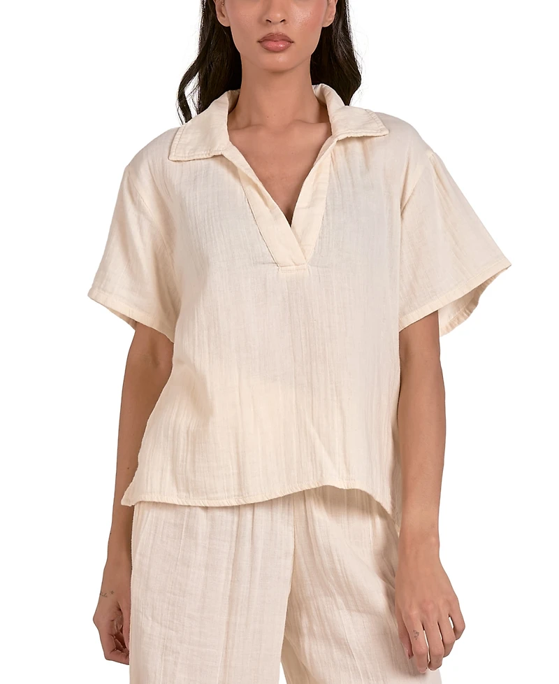 Elan Women's Double-Gauze Cotton Top