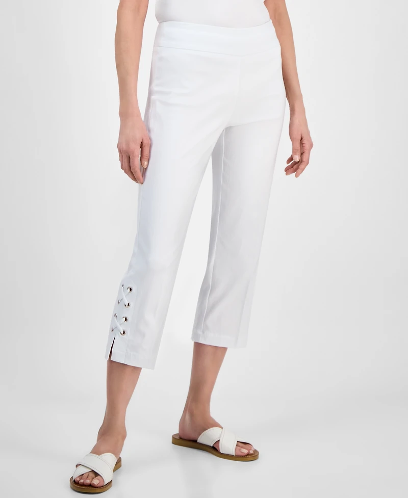 Jm Collection Women's Side Lace-Up Pull-On Capri Pants, Created for Macy's