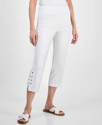 Jm Collection Women's Side Lace-Up Pull-On Capri Pants, Created for Macy's