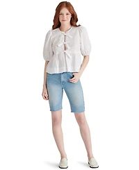 Steve Madden Women's Paula Eyelet Tie-Front Cotton Top