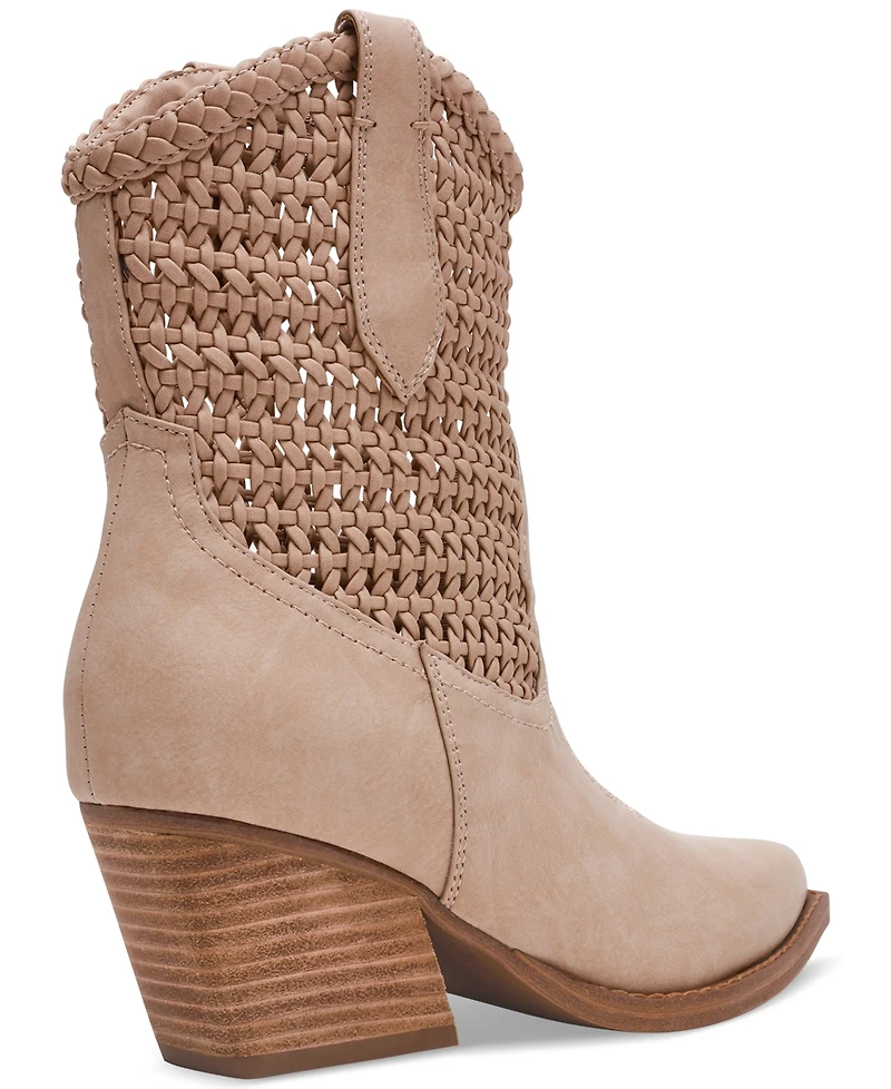 Dv Dolce Vita Women's Alessia Woven Pull-On Cowboy Western Booties