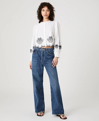 French Connection Women's Cambria Cotton Embroidered Shirt