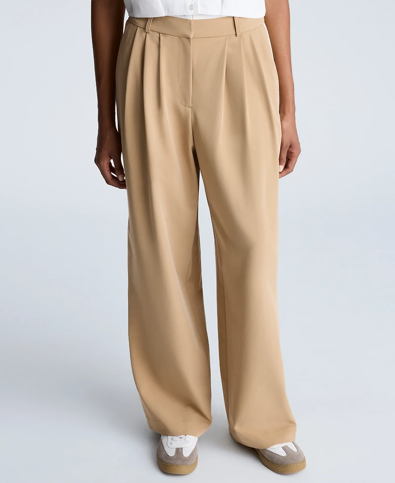 Kenneth Cole Women's Tipped Wide-Leg Pleated Pants