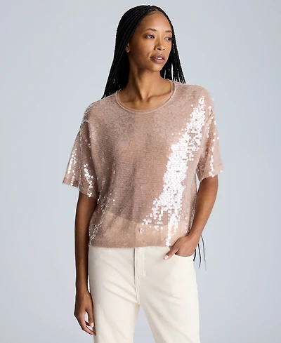 Kenneth Cole Women's Oversized Sequin T-Shirt