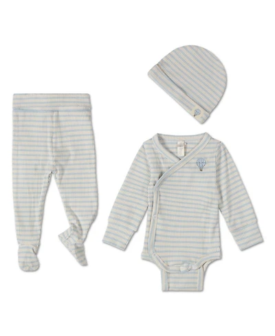 MeMoi Baby Girls 3 Piece Striped "Hot Air Balloon" Modal Blend Bodysuit Set