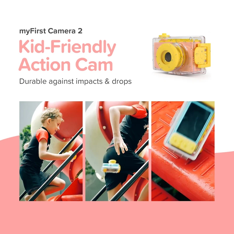 myFirst Camera 2 () Kids Action Camera with IPX8 Waterproof & Shockproof Case, 1080p Video 8MP Photo, Tripod Mount, Action Camera for Swimming