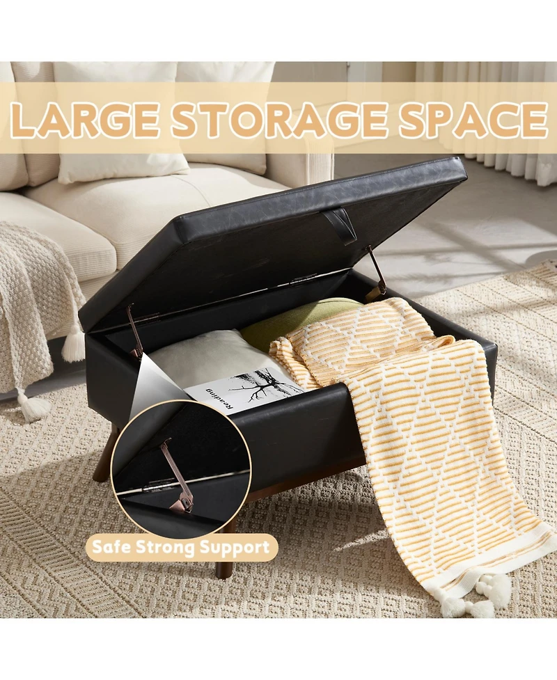 Streamdale Mid-century modern storage bench/coffee table, Assembled, Living/entry/family room
