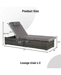 Streamdale Outdoor chaise lounge set (2) with storage, adjustable backrests, table