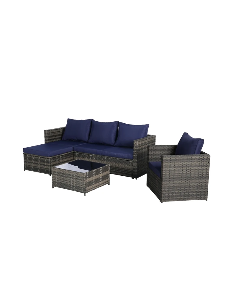 Streamdale 3-Piece Patio Set, Woven L-Shaped Sectional, Sofa, Lounger & Coffee Table