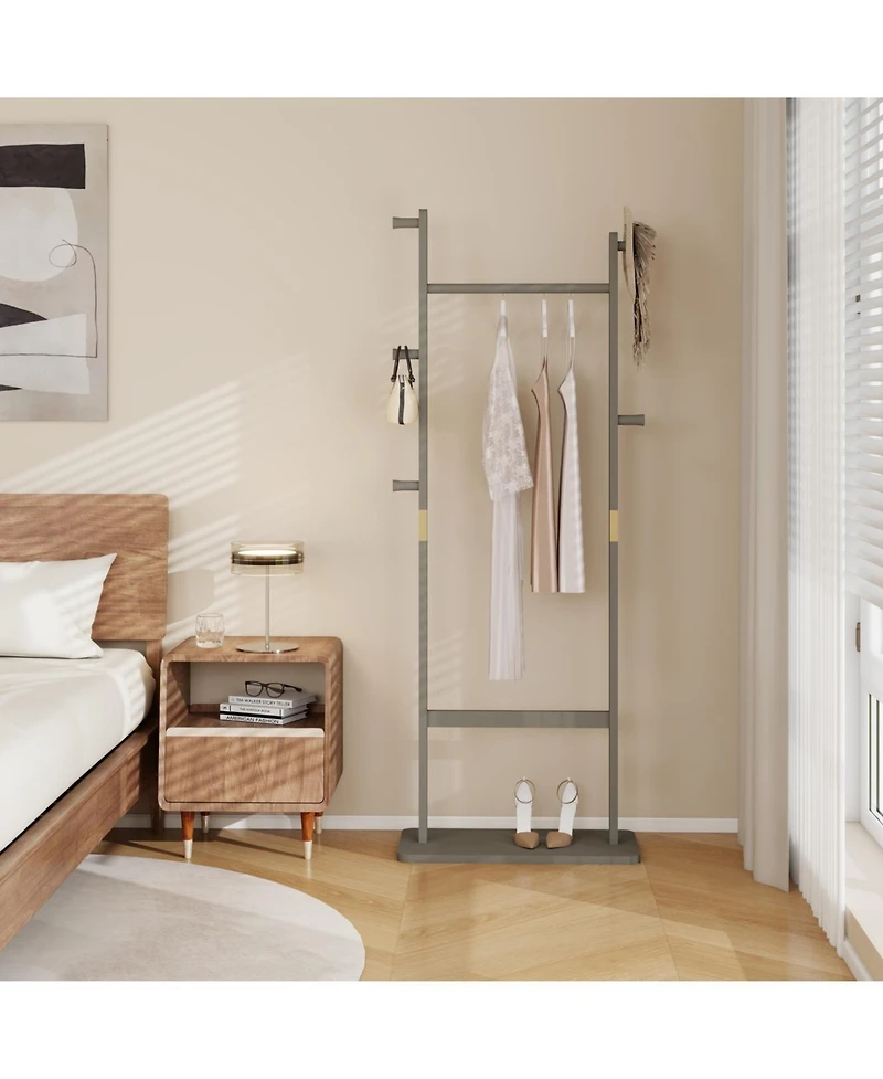 Streamdale Athenian Grey Coat Rack Solid Wood, Easy Assembly, Ideal for Entryway or Bedroom