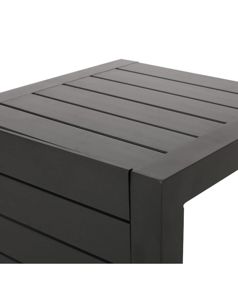 Streamdale Modern Matte Black Aluminum C-Shaped Outdoor Side Table