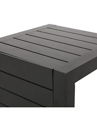 Streamdale Modern Matte Black Aluminum C-Shaped Outdoor Side Table