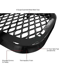 Streamdale 72" Expanded Metal Rectangular Picnic Table, Black With Umbrella Hole