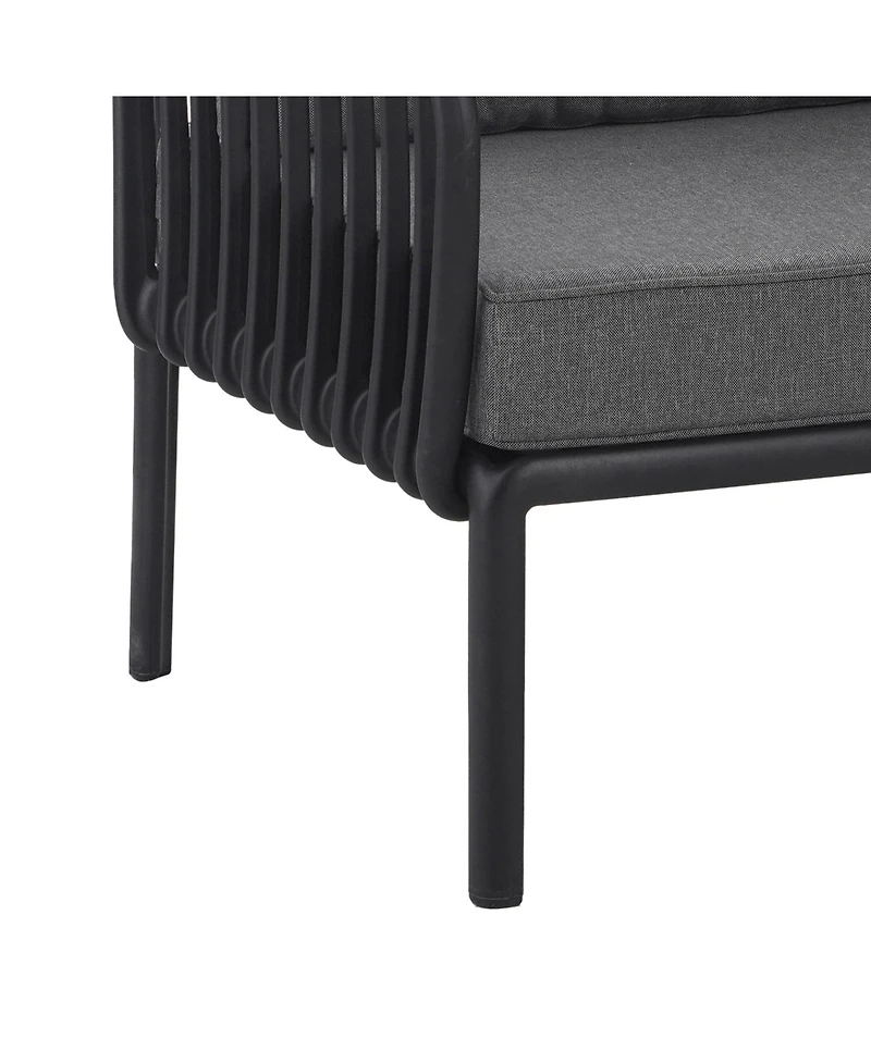 Streamdale 5-Piece Patio Set, Modern sectional with coffee table, waterproof cushions, black & gray