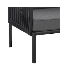 Streamdale 5-Piece Patio Set, Modern sectional with coffee table, waterproof cushions, black & gray