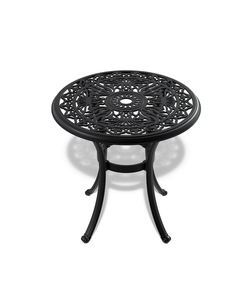 Streamdale Cast aluminum patio set, black frame, random cushions